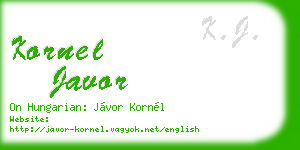 kornel javor business card