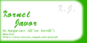 kornel javor business card